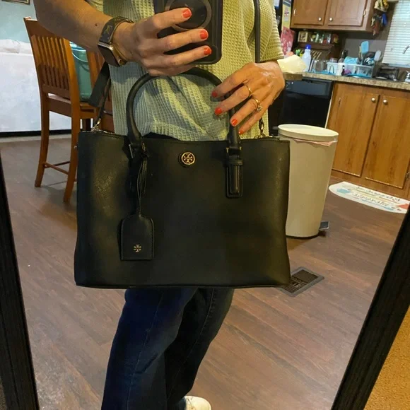 Tory Burch Leather Double-Zip Tote - Picture 3 of 12